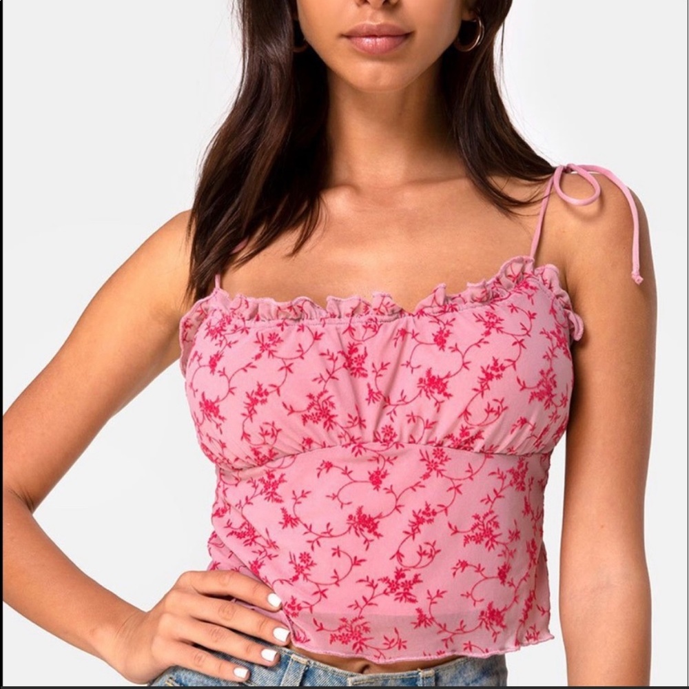 MOTEL ROCKS Kalsi Top Love Bloom Pink Flock